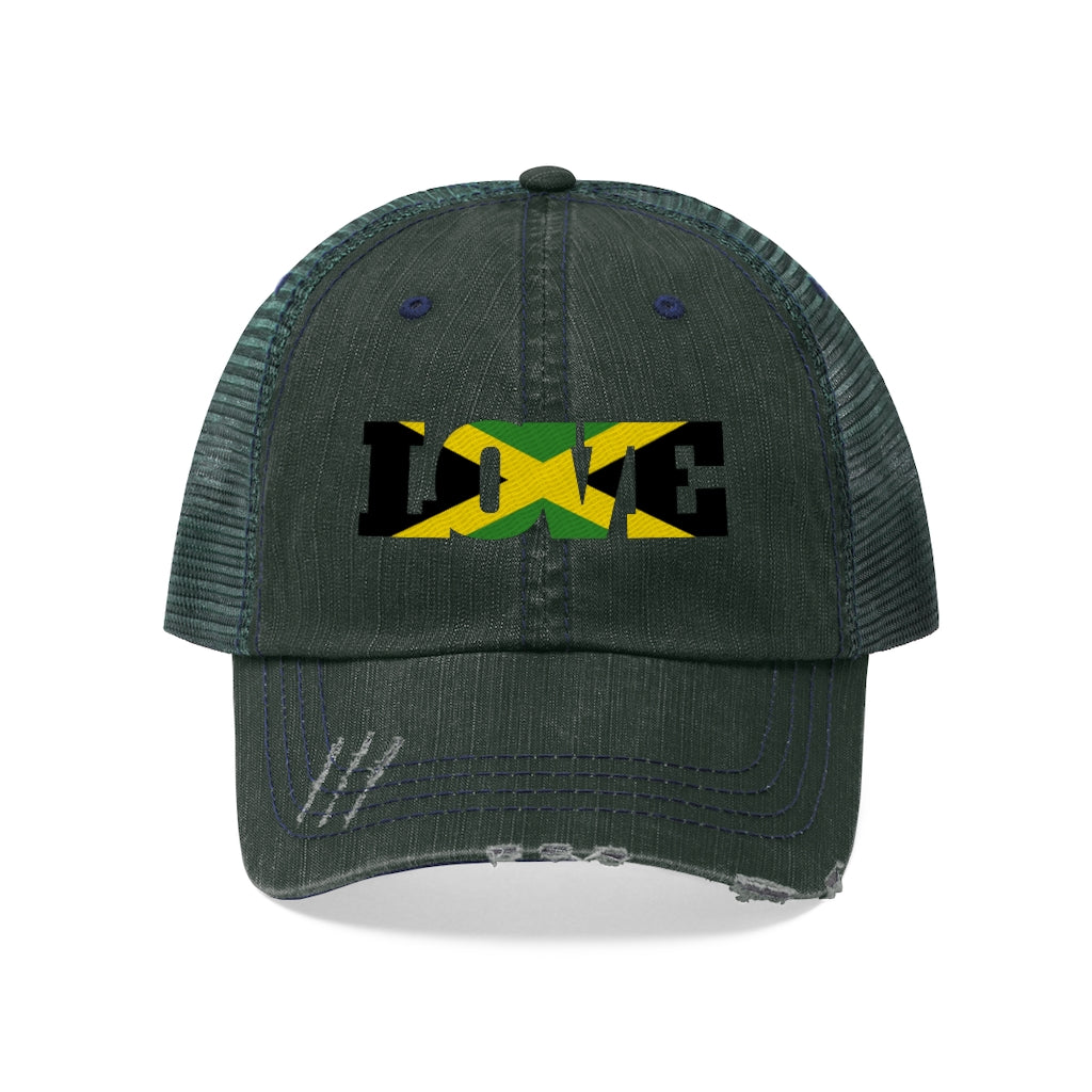 Unisex Jamaica Flag Love Trucker Hat