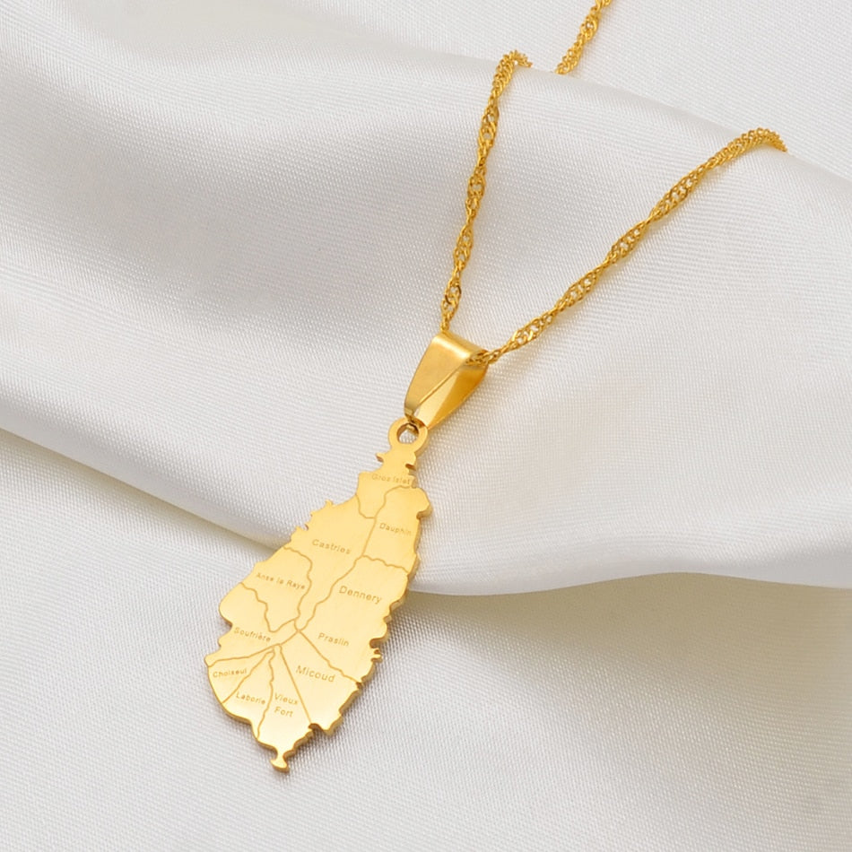Caribbean Vibes Saint Lucia Parish Necklace (gold or silver finish)