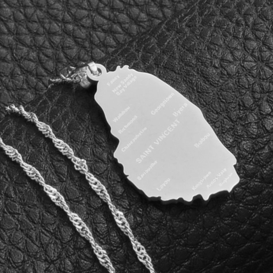 Saint Vincent and Grenadines Cities Map Pendant Necklace