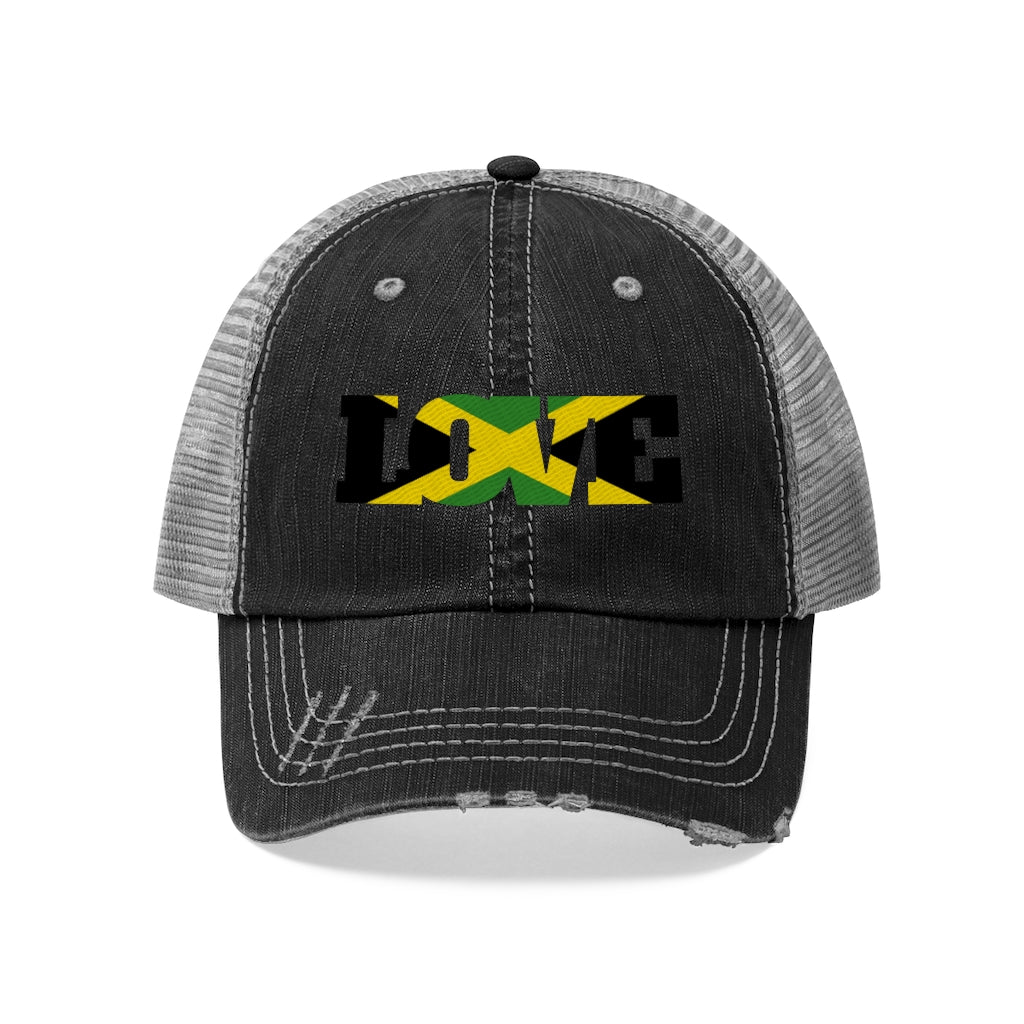 Unisex Jamaica Flag Love Trucker Hat