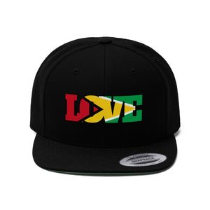 Caribbean Vibes Guyana LOVE Unisex Flat Bill Hat