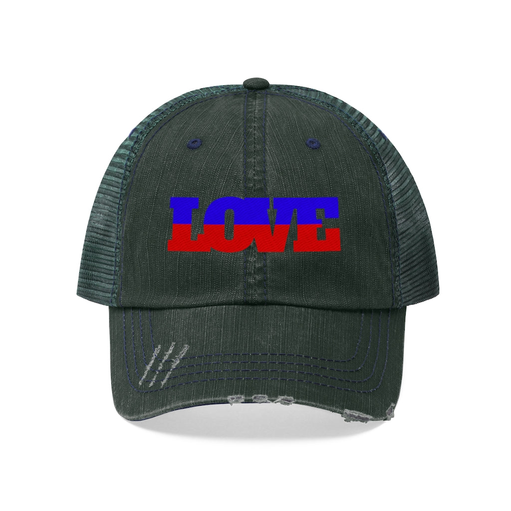 Unisex Haiti Flag Love Trucker Hat