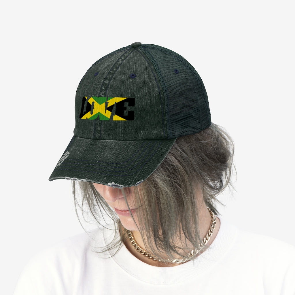 Unisex Jamaica Flag Love Trucker Hat