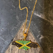 Caribbean Vibes Jamaica Flag Bling-up Pendant Necklace