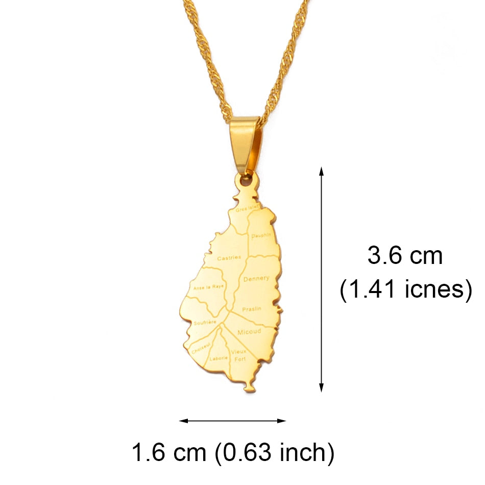 Caribbean Vibes Saint Lucia Parish Necklace (gold or silver finish)