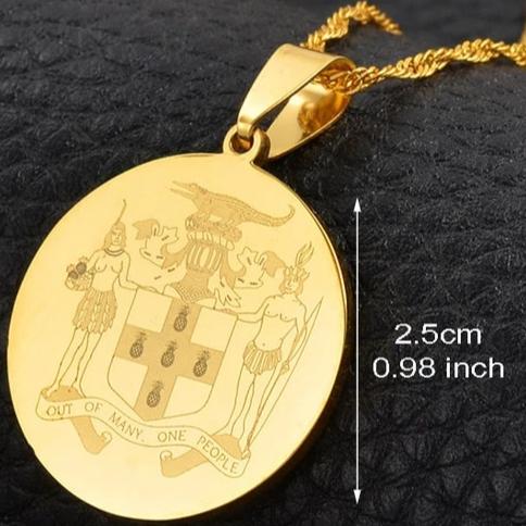 Caribbean Vibes Jamaica Coat of Arms Pendant Necklace
