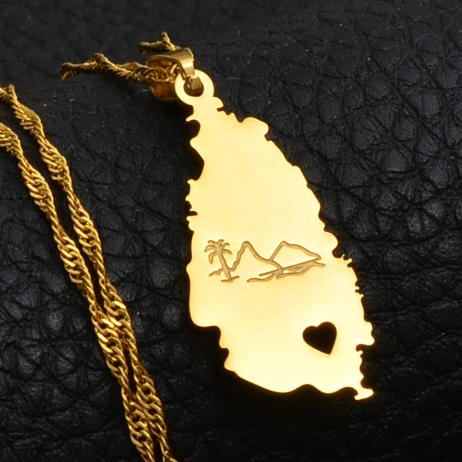 Caribbean Vibes St. Lucia Island Map Pendant Necklace
