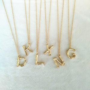 Big Letter Pendant Gold Necklace