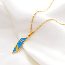 Caribbean Vibes Aruba Flag Necklace in Gold