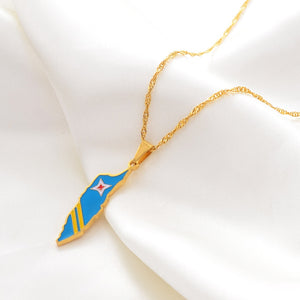 Caribbean Vibes Aruba Flag Necklace in Gold
