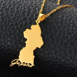 Caribbean Vibes Guyana Map Pendant Necklace (gold and silver finish)