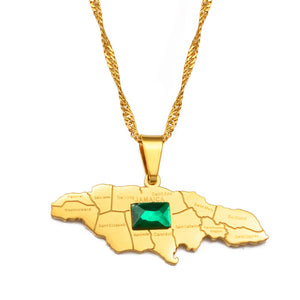 Caribbean Vibes Jamaica Green Parishes Necklace in Gold
