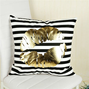 Gold + White Decorative Throw Pillow (covers only)