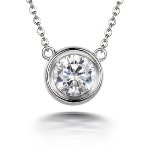 Diamond Accent APRIL Birthstone Silver Pendant Necklace