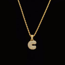 Graffiti-Style Glitter Bubble Letter Pendant Necklace (gold, rose-gold)