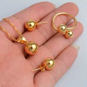 Gold Necklace, Earrings and Ring Set