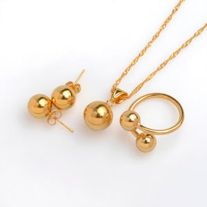 Gold Necklace, Earrings and Ring Set